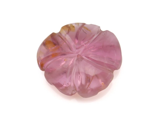 Pink Tourmaline Carved Flower Bead 15.5mm