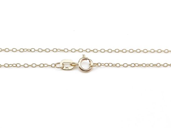 9K Gold Cable Chain Necklace (1.7mm) with Spring Clasp ~ 16''