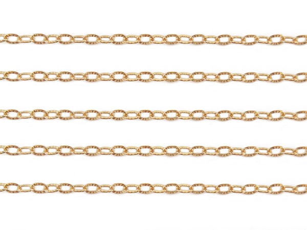 Gold Filled Oval Hammered Cable Chain 3.25mm x 2.4mm ~ by the Foot