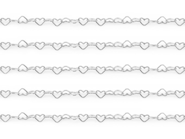 Sterling Silver Heart Chain 4mm x 2.75mm ~ by the Foot