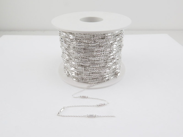 Sterling Silver Tube & Bead Cable Chain 1.5mm ~ by the Foot