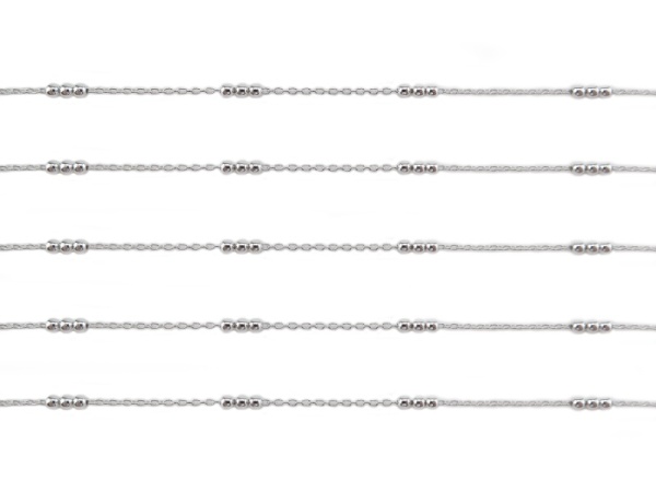 Sterling Silver Three Bead Cable Chain 2mm ~ by the Foot