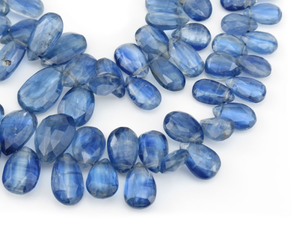 AA Kyanite Faceted Pear Briolettes 7.5-12.5mm ~ 10'' Strand