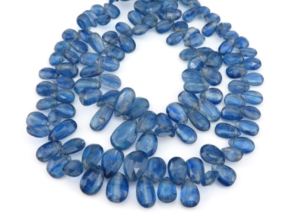 AA Kyanite Faceted Pear Briolettes 7.5-12.5mm ~ 10'' Strand