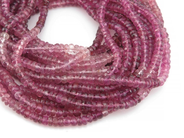 AA Pink Tourmaline Micro-Faceted Rondelles 3.75mm ~ 16'' Strand