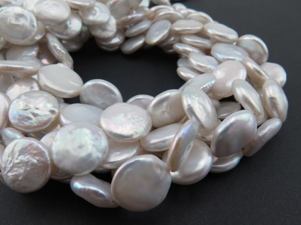 Freshwater Pearl Ivory Coin Beads 12mm ~ 15'' Strand