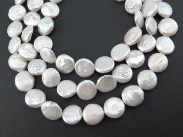 Freshwater Pearl Ivory Coin Beads 12mm ~ 15'' Strand