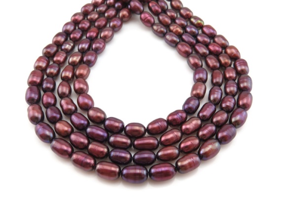 Freshwater Pearl Burgundy Rice Beads 7-8mm ~ 16'' Strand