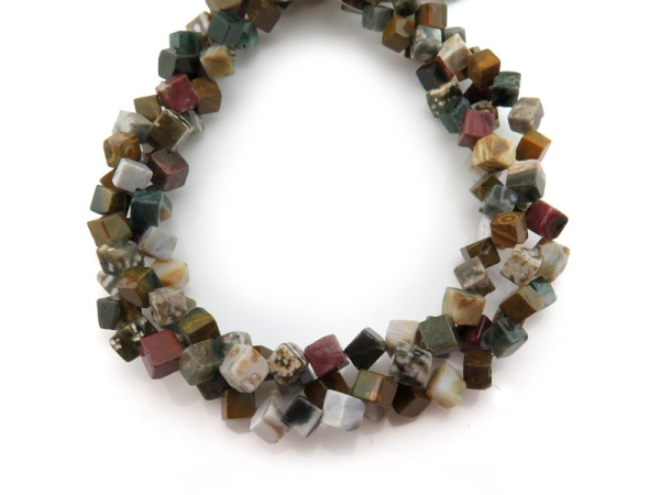 Ocean Jasper Smooth Cube Beads 6.5mm ~ 15.5'' Strand