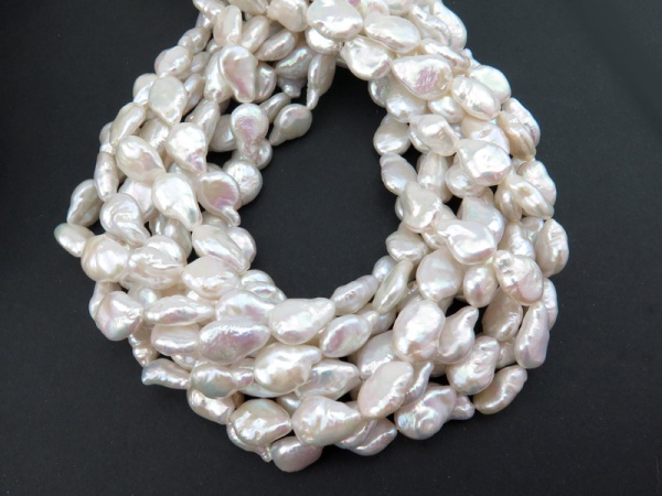 Freshwater Pearl Baroque Coin Beads 13-16mm ~ 16'' Strand