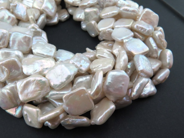 Freshwater Pearl Ivory Off-Square Beads 13-16mm ~ 16'' Strand