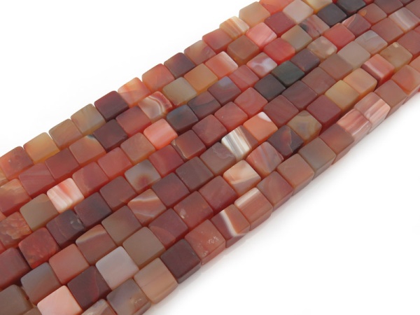 Carnelian Matt Cube Beads 10.5mm ~ 16'' Strand