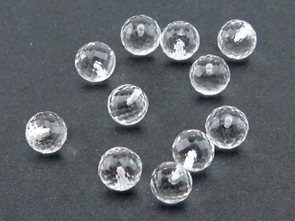 Crystal Quartz Micro-Faceted Round Ball 6mm ~ Half Drilled ~ SINGLE