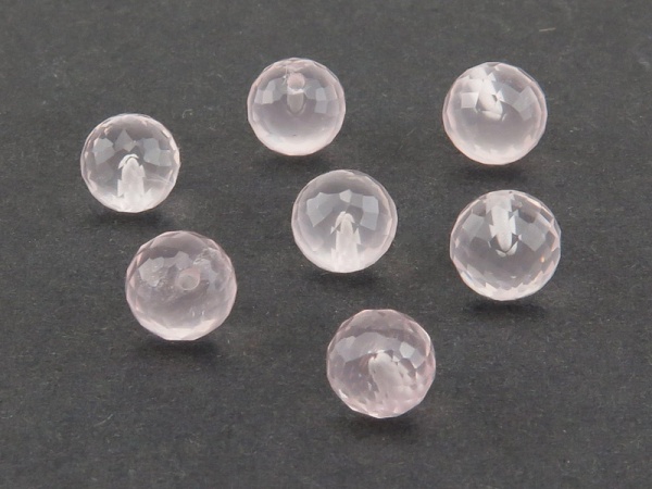 Rose Quartz Micro-Faceted Round Ball 6mm ~ Half Drilled ~ SINGLE