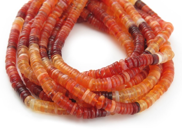 AA+ Fire Opal Smooth Tyre Beads 4.5mm ~ 16'' Strand