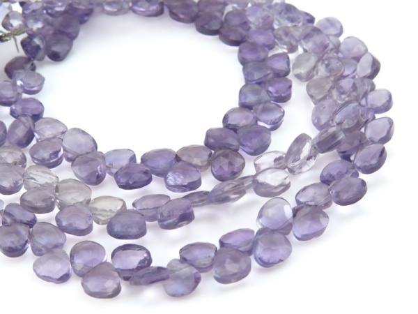 AA+ Lilac Amethyst Micro-Faceted Heart Briolettes 4.5-6mm ~ 8'' Strand