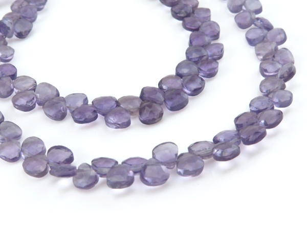 AA+ Lilac Amethyst Micro-Faceted Heart Briolettes 4.5-6mm ~ 8'' Strand