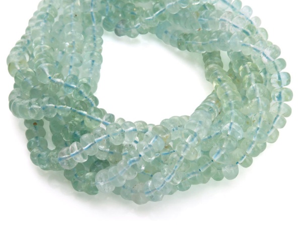 AA Aquamarine Smooth Rondelles 5.5-6.6mm ~ 18'' Strand