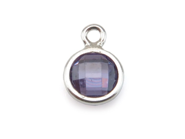 Cubic Zirconia Sterling Silver Charm ~ Lavender ~ 4mm