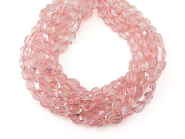 AA Morganite Micro-Faceted Oval Beads 5.5-9.5mm ~ 16'' Strand