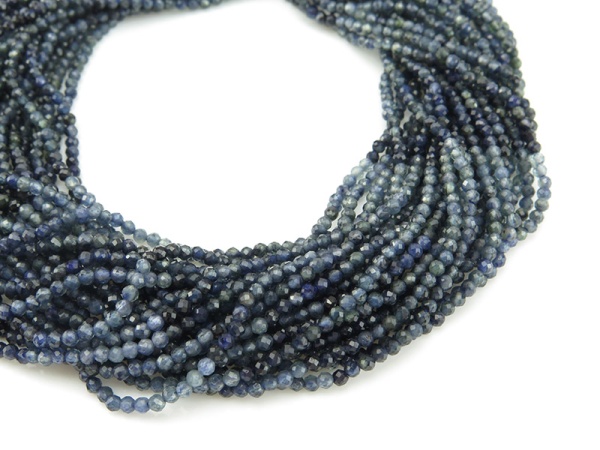 Blue Sapphire Micro-Faceted Round Beads 2.25mm ~ 12.5'' Strand