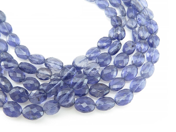 AA Iolite Faceted Oval Beads 6.5-9.5mm ~ 16'' Strand