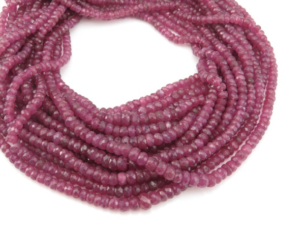 AA Ruby Micro-Faceted Rondelles 3-5.5mm ~ 16'' Strand