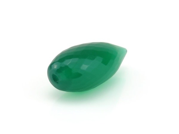 AAA Green Onyx Micro-Faceted Long Teardrop 19-20mm ~ Half Drilled ~ SINGLE