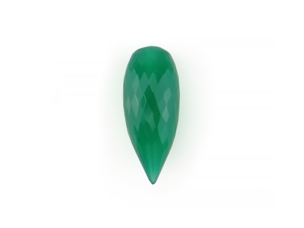 AAA Green Onyx Micro-Faceted Long Teardrop 19-20mm ~ Half Drilled ~ SINGLE