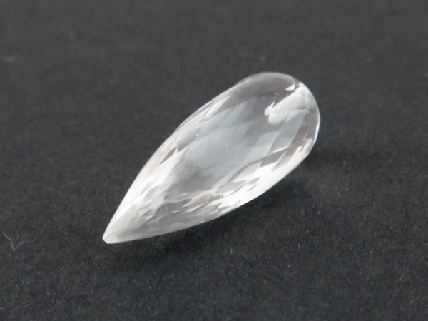 AAA Crystal Quartz Micro-Faceted Long Teardrop 19-20mm ~ Half Drilled ~ SINGLE