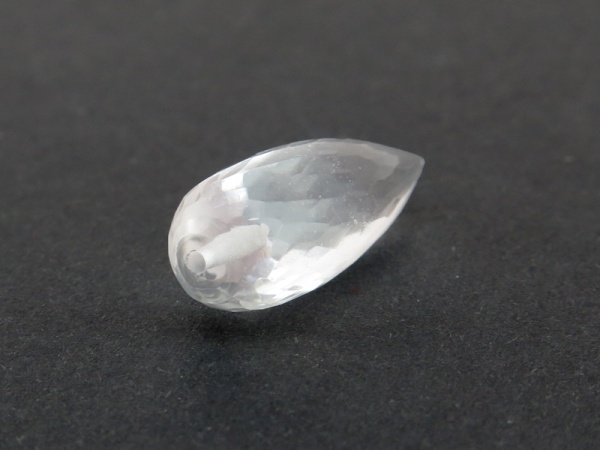 AAA Crystal Quartz Micro-Faceted Long Teardrop 19-20mm ~ Half Drilled ~ SINGLE