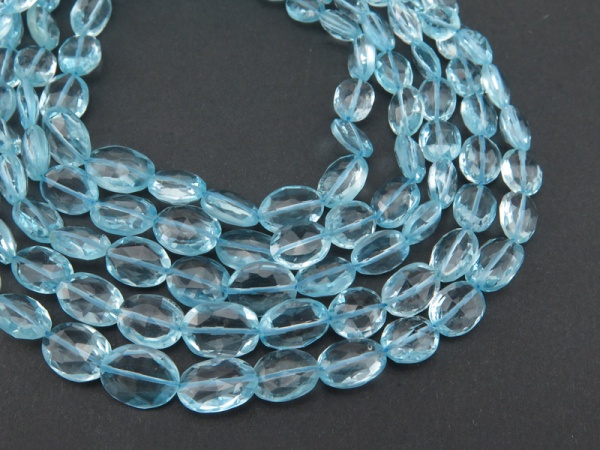 AAA Sky Blue Topaz Faceted Oval Beads 6-12mm ~ 16'' Strand