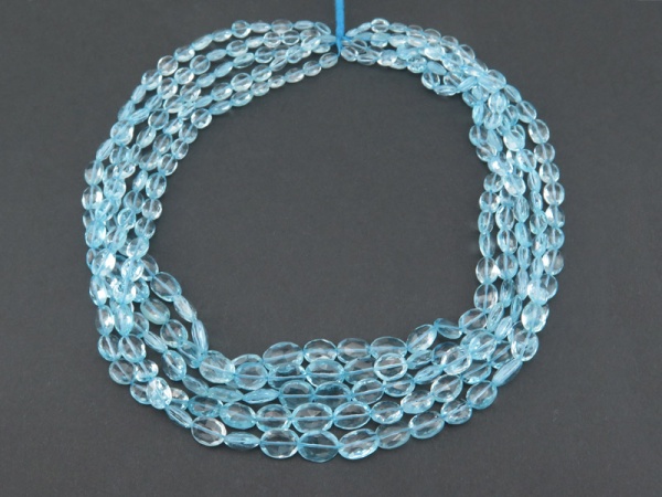 AAA Sky Blue Topaz Faceted Oval Beads 6-12mm ~ 16'' Strand