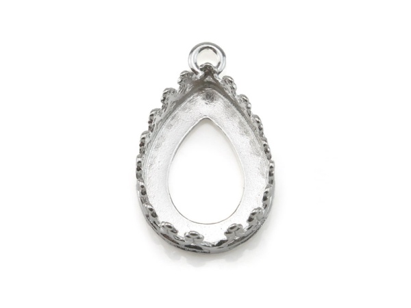 Sterling Silver Gallery Wire Pear Bezel Pendant 14mm x 10mm