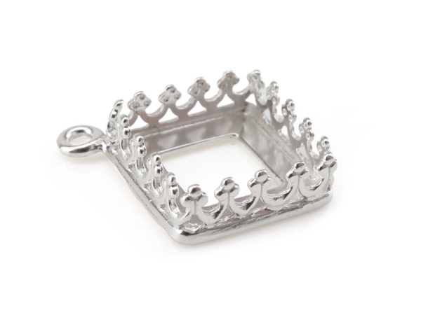 Sterling Silver Gallery Wire Square Bezel Pendant 10mm