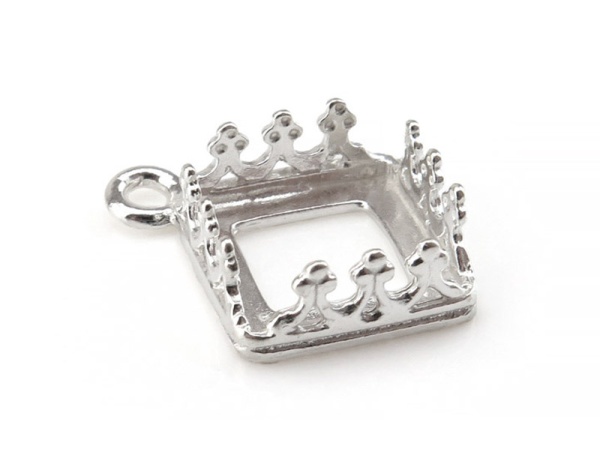 Sterling Silver Gallery Wire Square Bezel Pendant 8mm