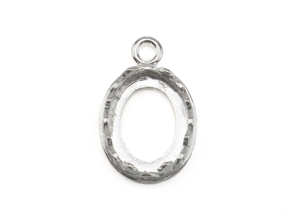 Sterling Silver Gallery Wire Oval Bezel Pendant 10mm x 8mm