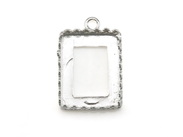 Sterling Silver Gallery Wire Rectangle Bezel Pendant 16mm x 12mm