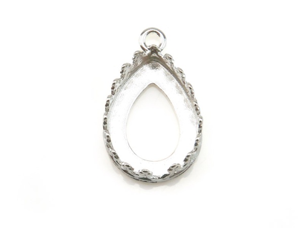 Sterling Silver Gallery Wire Pear Bezel Pendant 10mm x 8mm