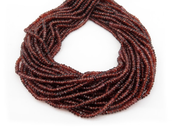 AA Garnet Micro-Faceted Rondelles 3-3.5mm ~ 13'' Strand