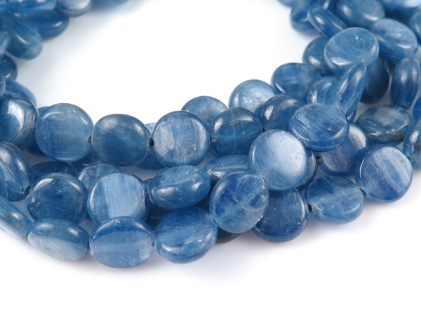 Kyanite Smooth Coin Beads 8mm ~ 16'' Strand