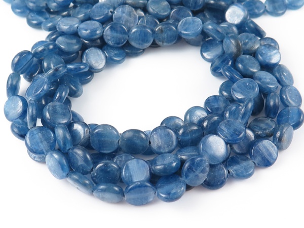 Kyanite Smooth Coin Beads 8mm ~ 16'' Strand