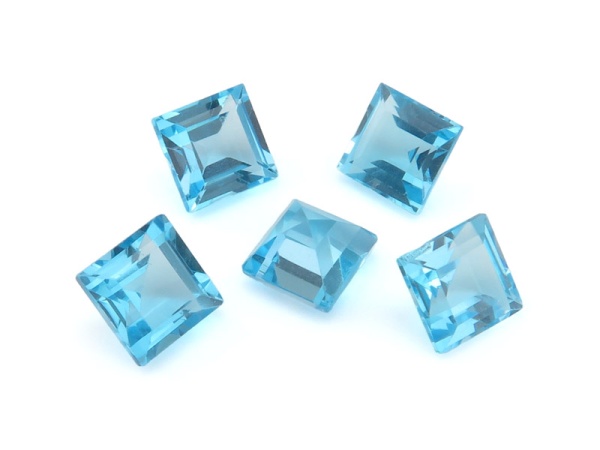 Swiss Blue Topaz Faceted Square ~ Various Sizes