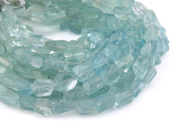 AA Aquamarine Faceted Nugget Beads 7-12mm ~ 8'' Strand