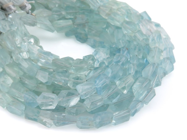 AA Aquamarine Faceted Nugget Beads 7-12mm ~ 8'' Strand