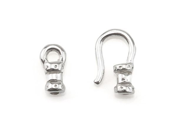 Sterling Silver Hook and Eye Crimp End Cap 15mm (1.4mm ID)