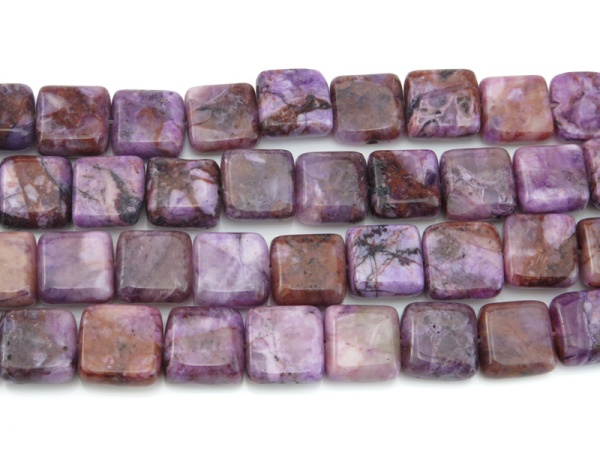 Purple Agate Smooth Square Beads 12mm ~ 15.5'' Strand