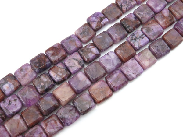 Purple Agate Smooth Square Beads 12mm ~ 15.5'' Strand