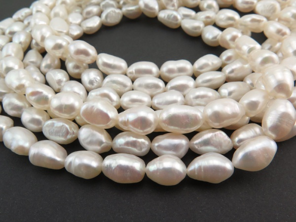 Freshwater Pearl Ivory Long Nugget Beads 7-9mm ~ 16'' Strand