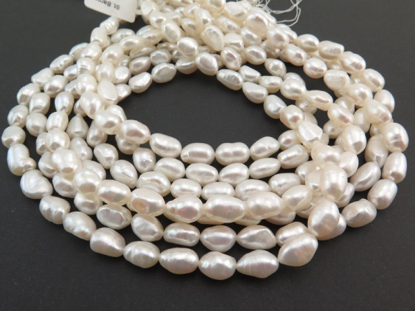 Freshwater Pearl Ivory Long Nugget Beads 7-9mm ~ 16'' Strand